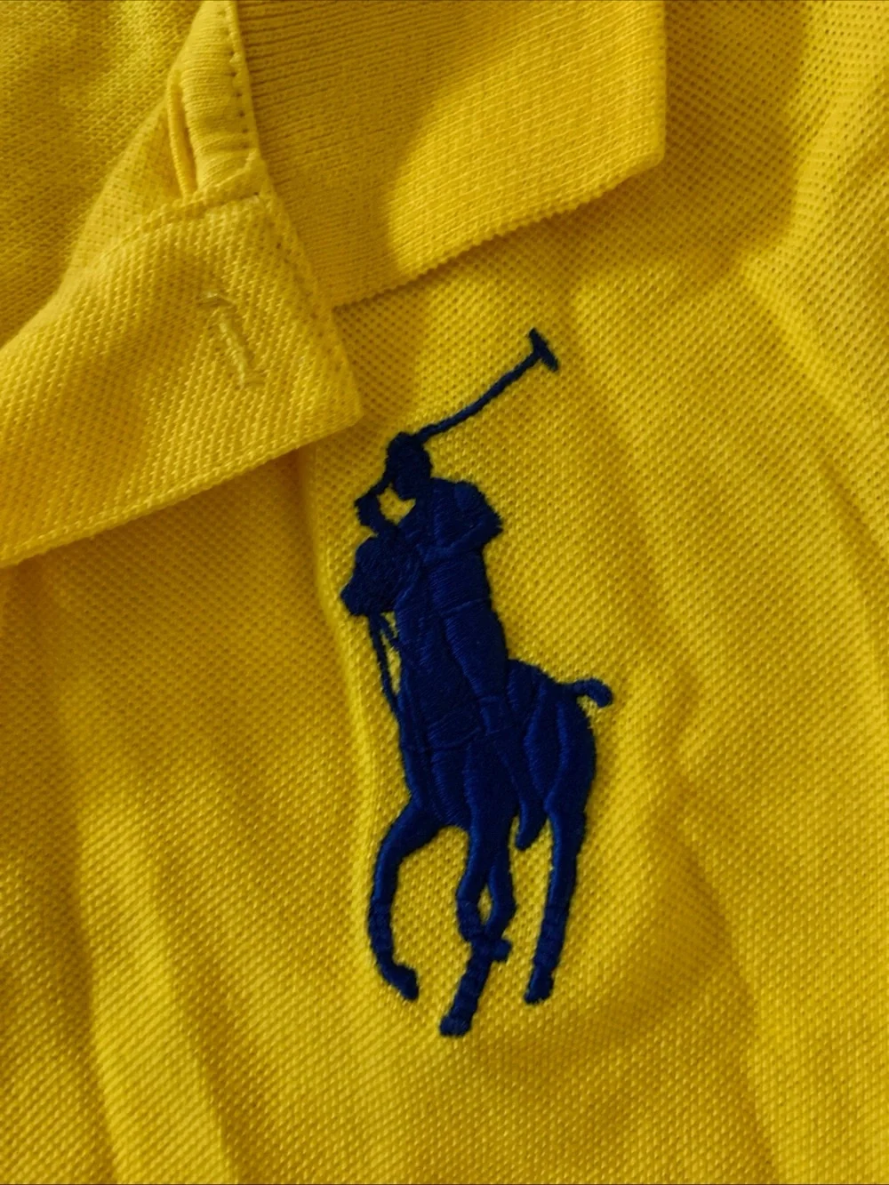 Polo Ralph Lauren Boys Yellow Big Pony Polo Shirt Sleeve 3 Blue Accent Size 5